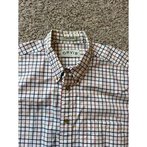 Orvis Men's button up short sleeve shirt; size men's Large; 100% cotton; - Picture 4 of 8